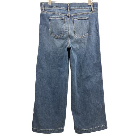 SPANX Seamed Front Wide Leg Jeans Vintage Indigo High Rise Stretch Denim Sz XL - Picture 3 of 12